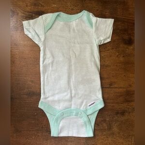 Mint Green Striped Baby One Piece